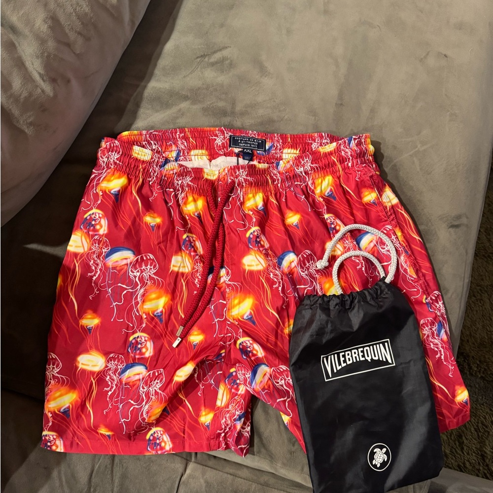 Vilebrequin Red Swim Shorts with Jellyfish Design